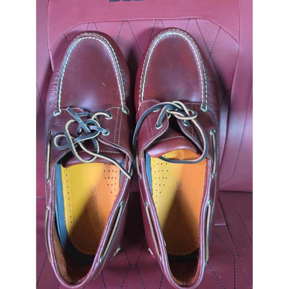 Timberland Leather Boat Shoes/size 14-Burgundy Brown Preppy Mens  Classic 2 eye
